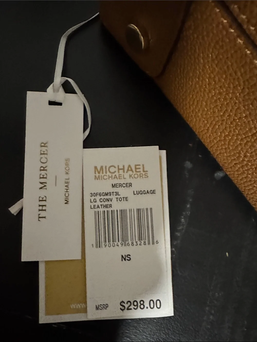 Michael Kors Cognac Pebbled Leather Satchel with Gold Hardware Mercer Large